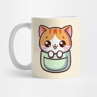 Domestic Shorthair Cat in Pocket Kawaii Peeking Kitten Mug